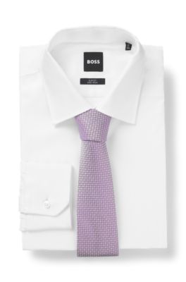 Silk-blend tie with micro pattern, Light Purple
