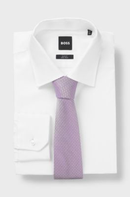 Silk-blend tie with micro pattern, Light Purple