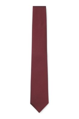 Silk-blend tie with micro pattern, Red