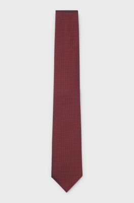 Silk-blend tie with micro pattern, Red