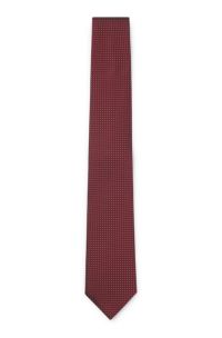 Silk-blend tie with micro pattern, Red