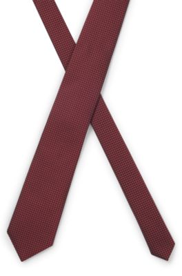 Silk-blend tie with micro pattern, Red