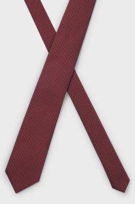 Silk-blend tie with micro pattern, Red