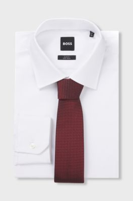 Silk-blend tie with micro pattern, Red
