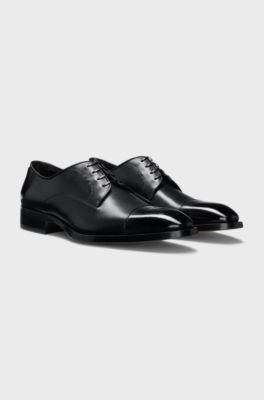 Leather Derby shoes with cap toe, Black