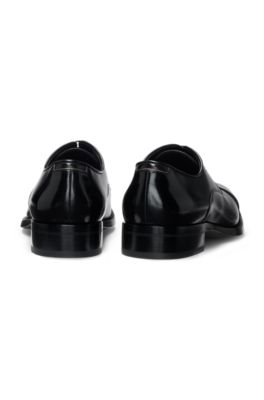 Leather Derby shoes with cap toe, Black