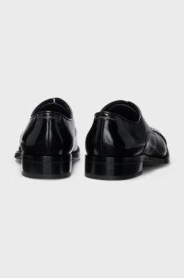 Leather Derby shoes with cap toe, Black