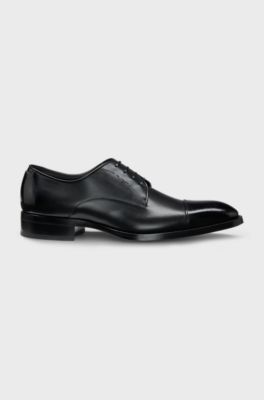 Leather Derby shoes with cap toe, Black