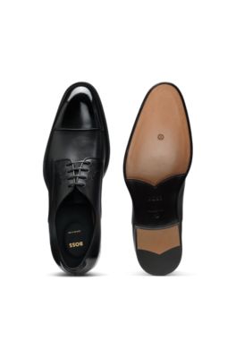 Leather Derby shoes with cap toe, Black