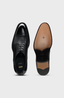 Leather Derby shoes with cap toe, Black