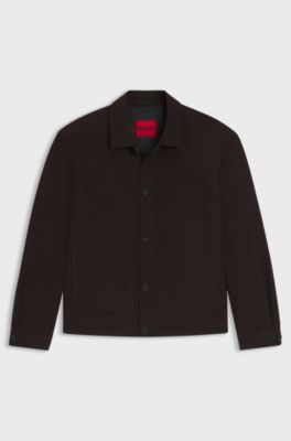 Slim-fit jacket in herringbone performance-stretch cloth, Brown
