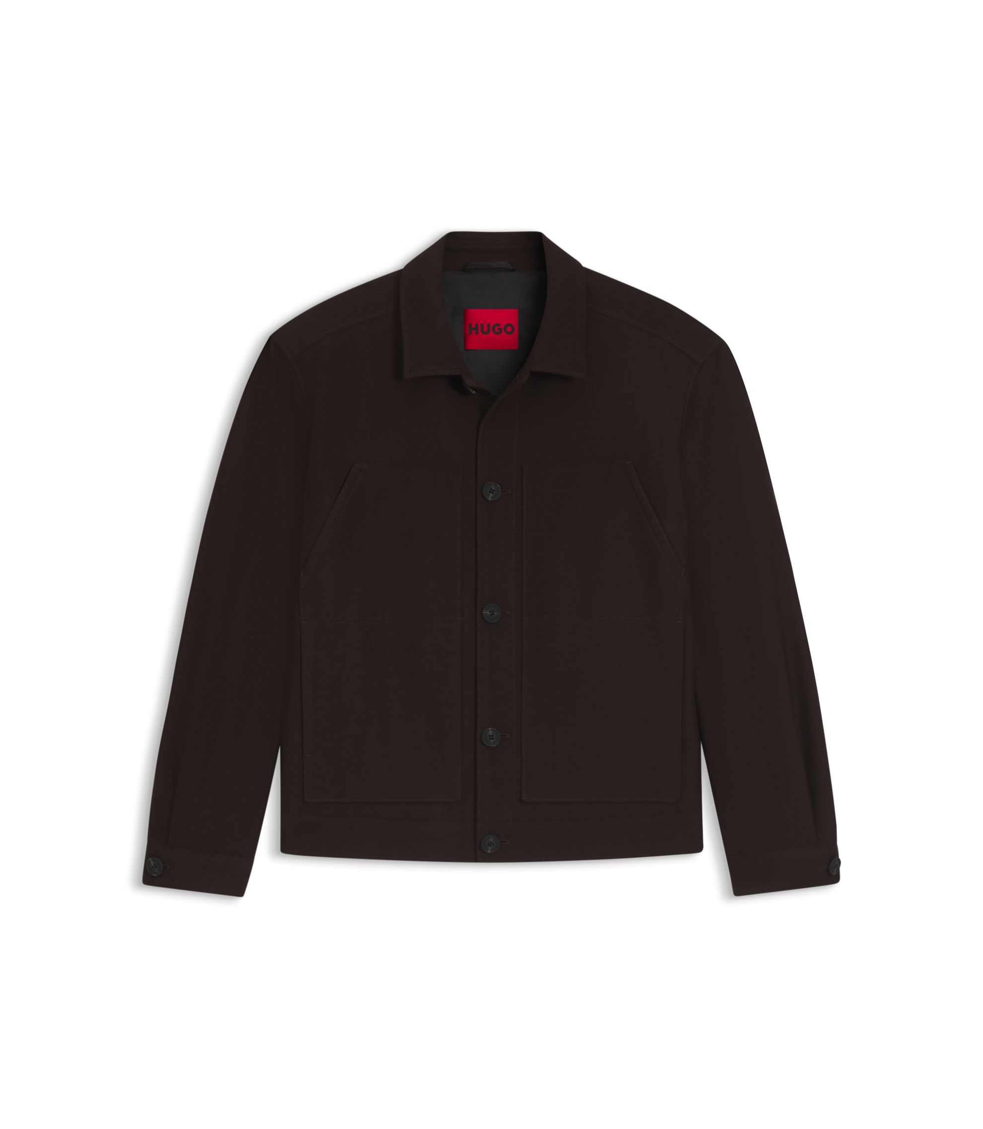 HUGO - Slim-fit jacket in herringbone performance-stretch cloth