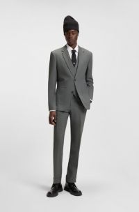 Slim-fit suit in houndstooth performance-stretch twill, Green
