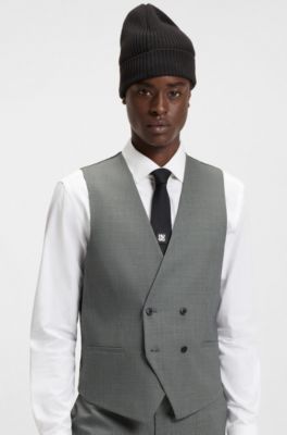 Slim-fit three-piece suit in houndstooth performance-stretch twill, Green