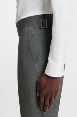 Slim-fit three-piece suit in houndstooth performance-stretch twill, Green