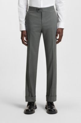 Slim-fit three-piece suit in houndstooth performance-stretch twill, Green