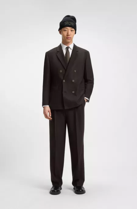 Modern-fit trousers in herringbone stretch dobby