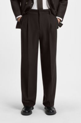 Modern-fit trousers in herringbone stretch dobby, Brown