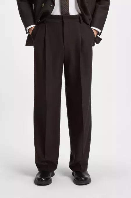 Modern-fit trousers in herringbone stretch dobby