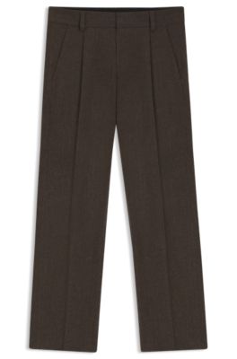 Wool-blend herringbone modern-fit suit trousers , Brown