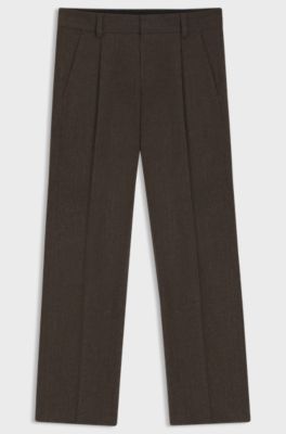 Wool-blend herringbone modern-fit suit trousers , Brown