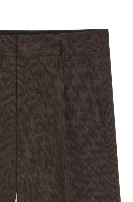 Wool-blend herringbone modern-fit suit trousers