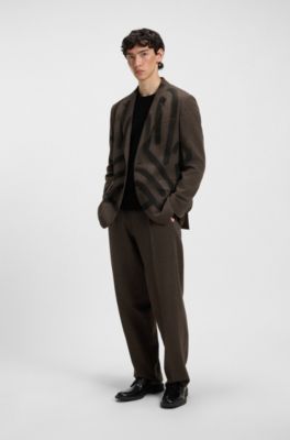 Wool-blend herringbone modern-fit suit trousers , Brown