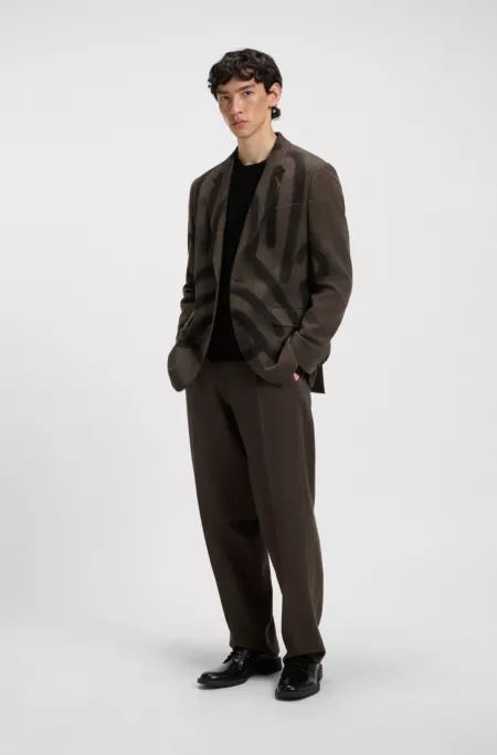 Wool-blend herringbone modern-fit suit trousers