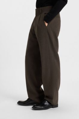 Wool-blend herringbone modern-fit suit trousers , Brown