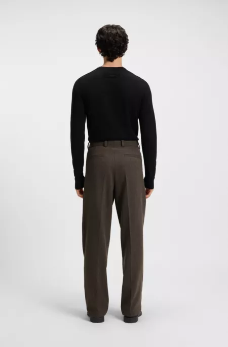 Wool-blend herringbone modern-fit suit trousers