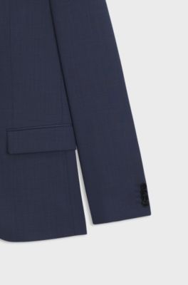 Slim-fit three-piece suit with sharkskin weave, Dark Blue