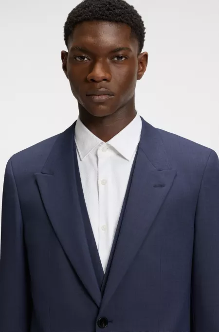Slim-fit three-piece suit with sharkskin weave