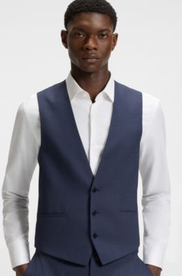 Slim-fit three-piece suit with sharkskin weave, Dark Blue