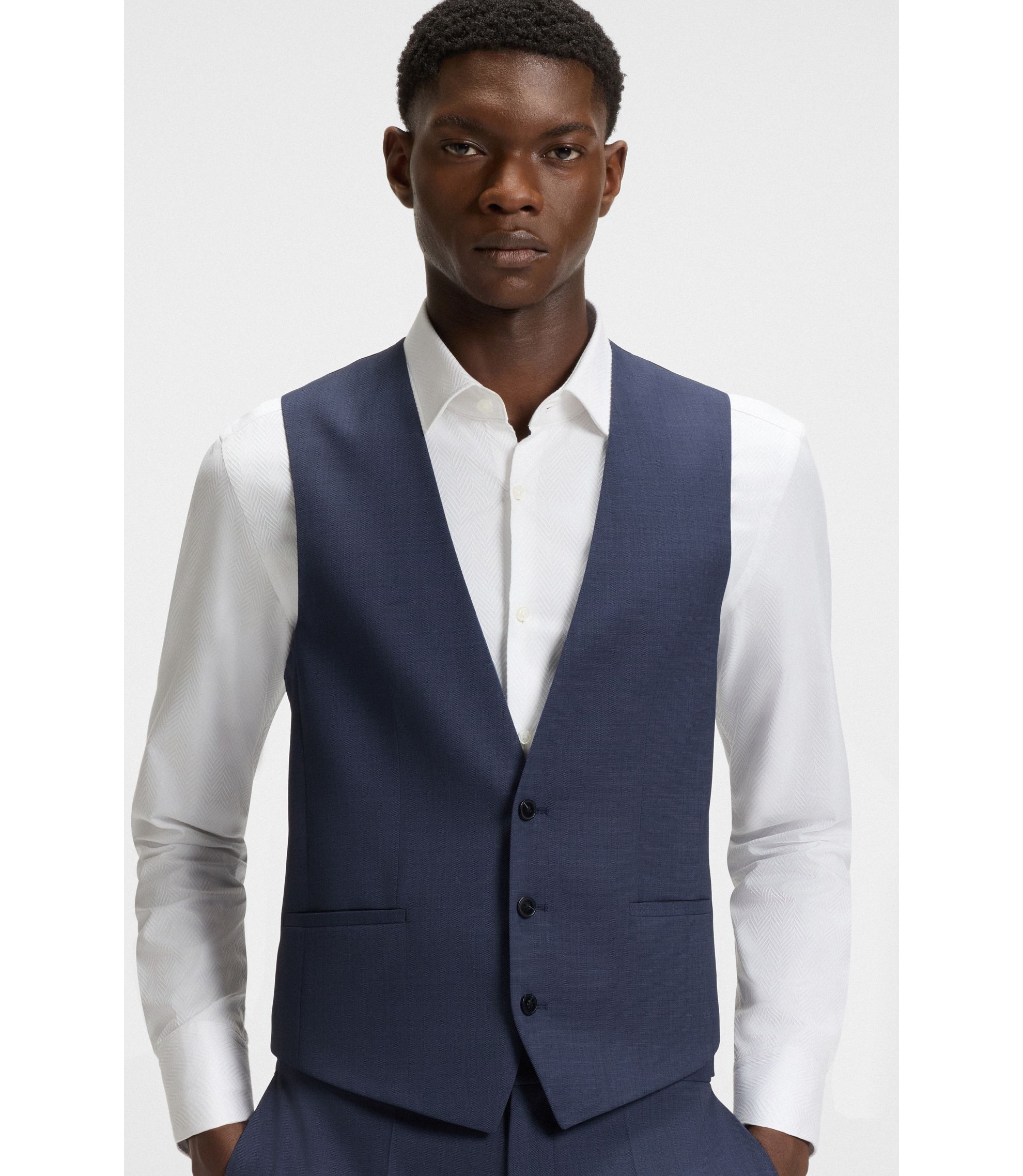 HUGO - スリムフィット スリーピーススーツ シャークスキンウィーブ