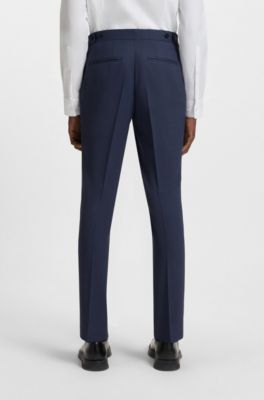 Slim-Fit Dreiteiler mit Sharkskin-Struktur, Dunkelblau