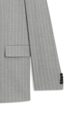 Modern-fit suit in pinstripe stretch fabric, Grey