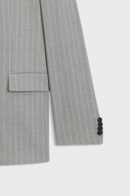 Modern-fit suit in pinstripe stretch fabric, Grey