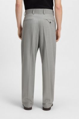 Modern-fit suit in pinstripe stretch fabric, Grey
