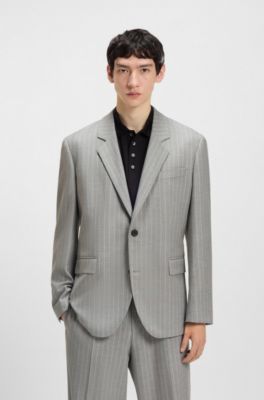 Costume Modern en tissu stretch &agrave; rayures tennis, Gris