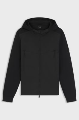 Regular-fit jas met capuchon en bescherming tegen het weer, Zwart