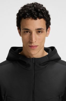 Regular-fit jas met capuchon en bescherming tegen het weer, Zwart