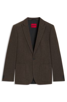 Extra-slim-fit blazer in herringbone cloth, Brown