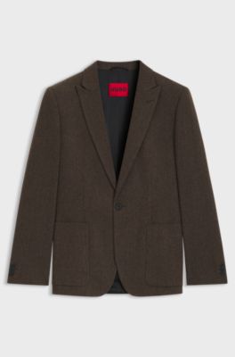 Extra-slim-fit blazer in herringbone cloth, Brown