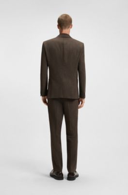 Extra-slim-fit blazer in herringbone cloth, Brown