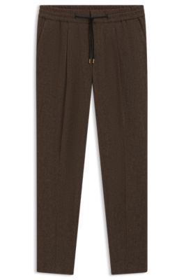 Slim-fit trousers in herringbone cloth, Brown