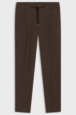 Slim-fit trousers in herringbone cloth, Brown