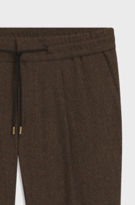 Slim-fit trousers in herringbone cloth, Brown