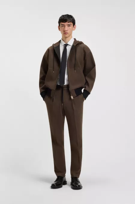 Slim-fit trousers in herringbone cloth