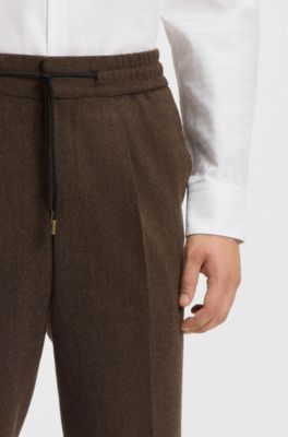 Slim-fit trousers in herringbone cloth, Brown