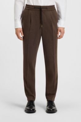 Slim-fit trousers in herringbone cloth, Brown